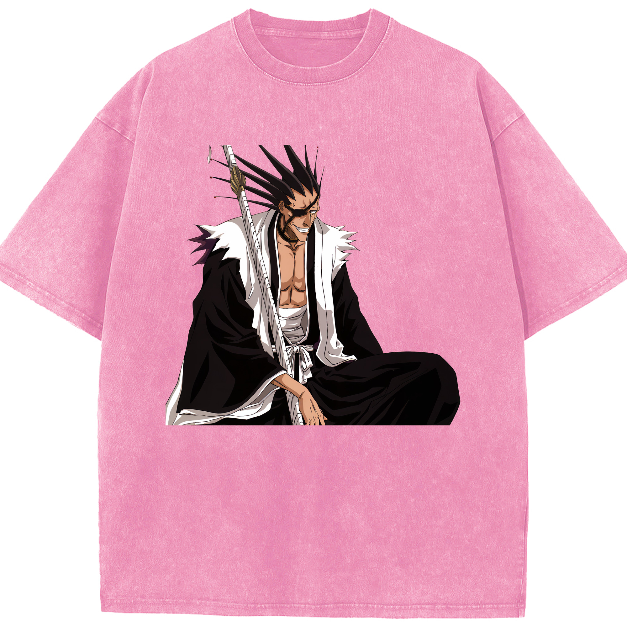 （画像用） ブリーチ ざらき けんぱち BLEACH Zaraki Kenpachi 綿100% ヴィンテージ風 半袖Tシャツ（フロントプリント）